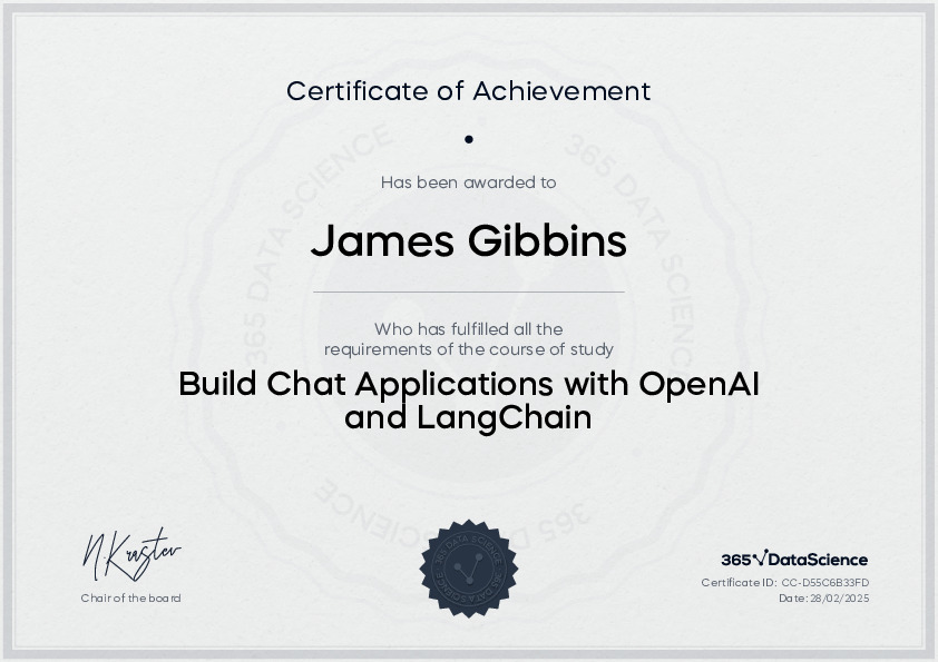 365 Data Science Build Chat Applications with OpenAI and LangChain