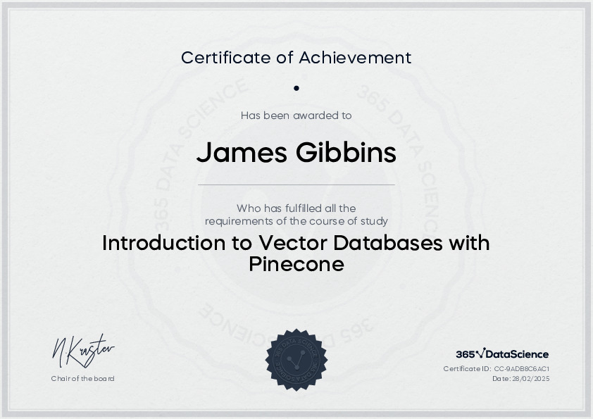 365 Data Science Introduction to Vector Databases with Pinecone