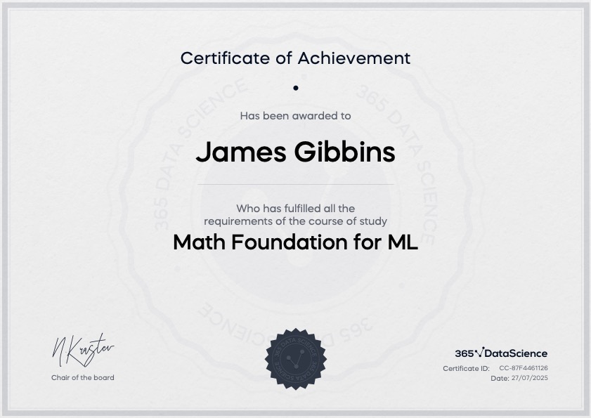 365 Data Science Math Foundations for Machine Learning