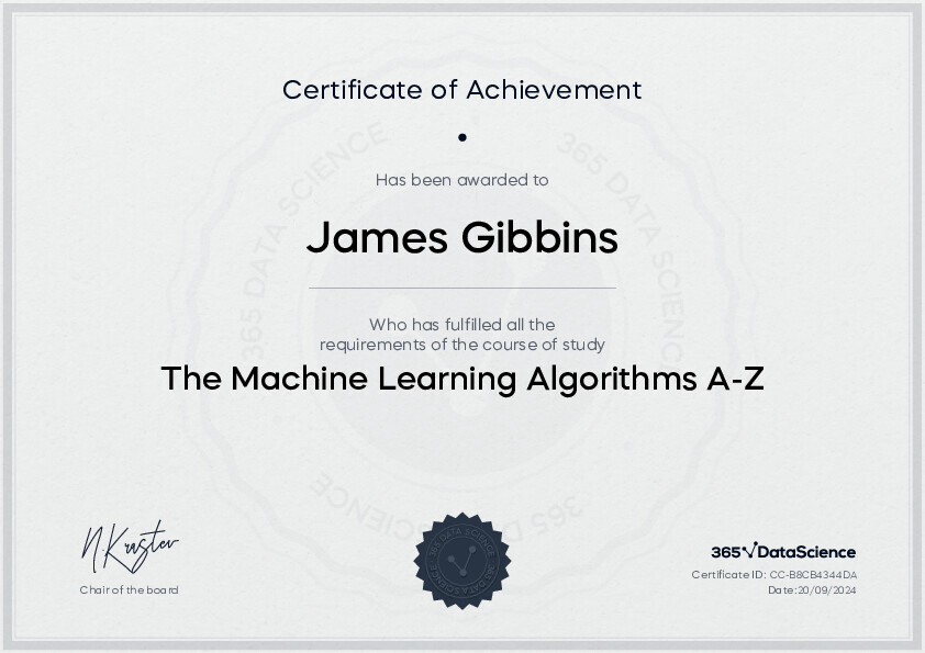 365 Data Science The Machine Learning Algorithms A-Z