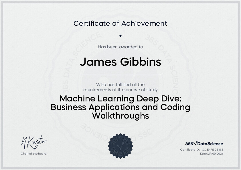 365 Data Science Machine Learning Deep Dive: Business Applications and Coding Walkthroughs