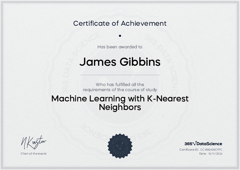365 Data Science Machine Learning with K-Nearest Neighors