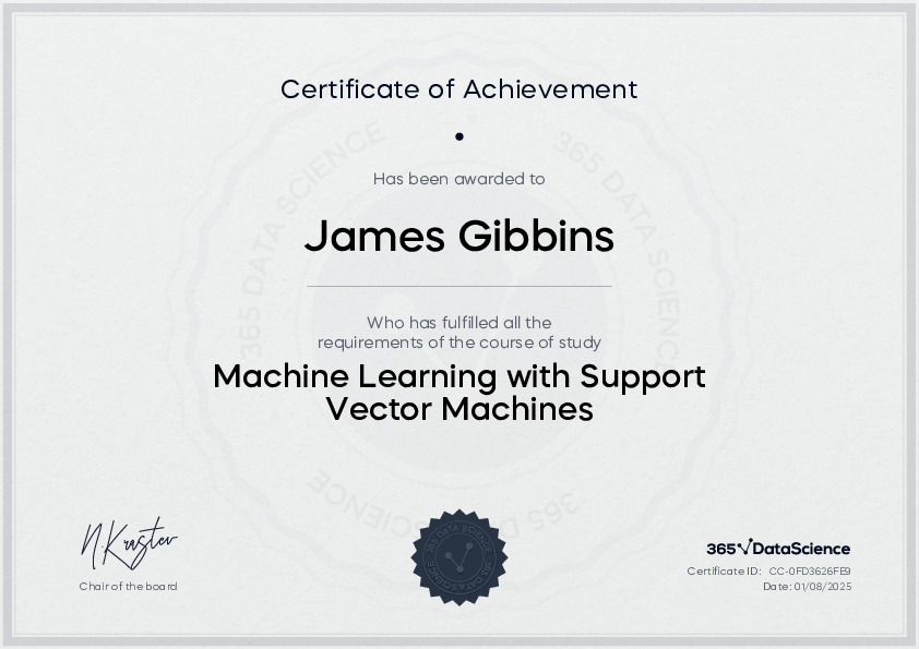 365 Data Science Machine Learning with Support Vector Machines